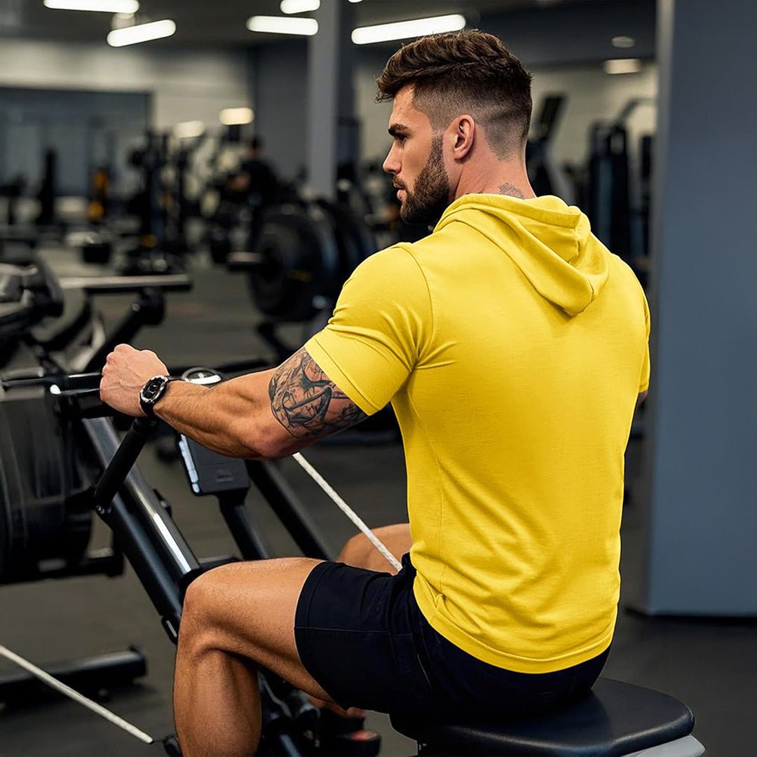 Mens Fashion Athletic Hoodies T-shirt Sport Sweatshirt Solid Color - MAGCOMSEN