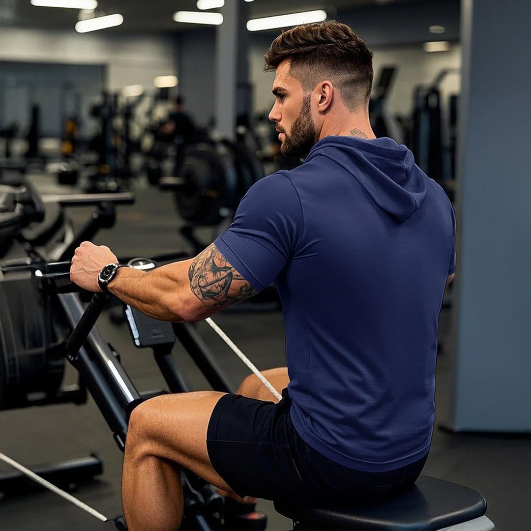 Mens Fashion Athletic Hoodies T-shirt Sport Sweatshirt Solid Color - MAGCOMSEN