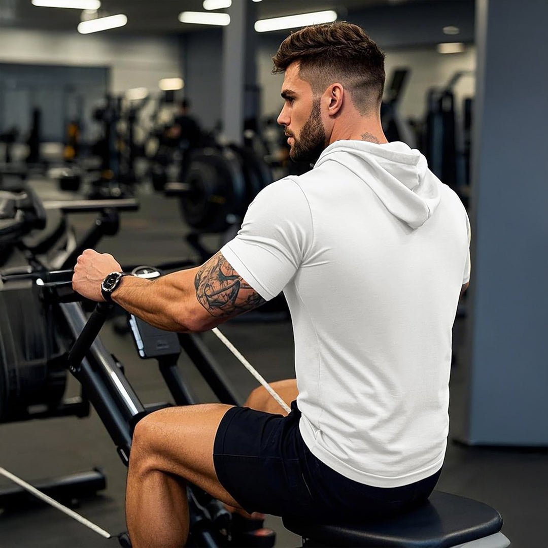 Mens Fashion Athletic Hoodies T-shirt Sport Sweatshirt Solid Color - MAGCOMSEN