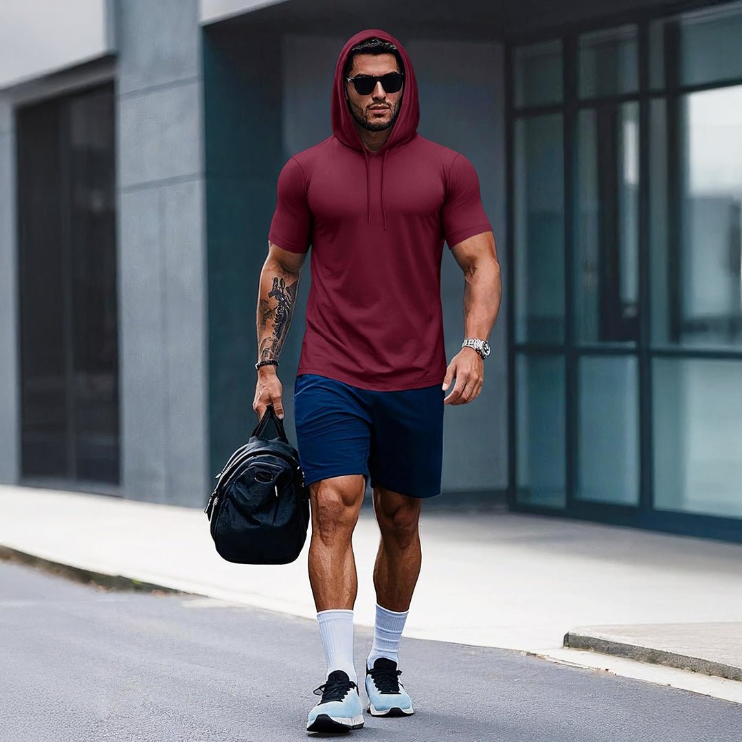 Mens Fashion Athletic Hoodies T-shirt Sport Sweatshirt Solid Color - MAGCOMSEN