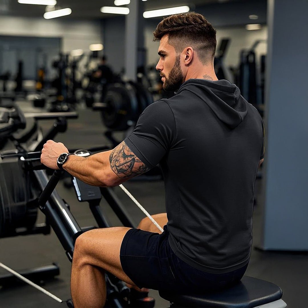 Mens Fashion Athletic Hoodies T-shirt Sport Sweatshirt Solid Color - MAGCOMSEN