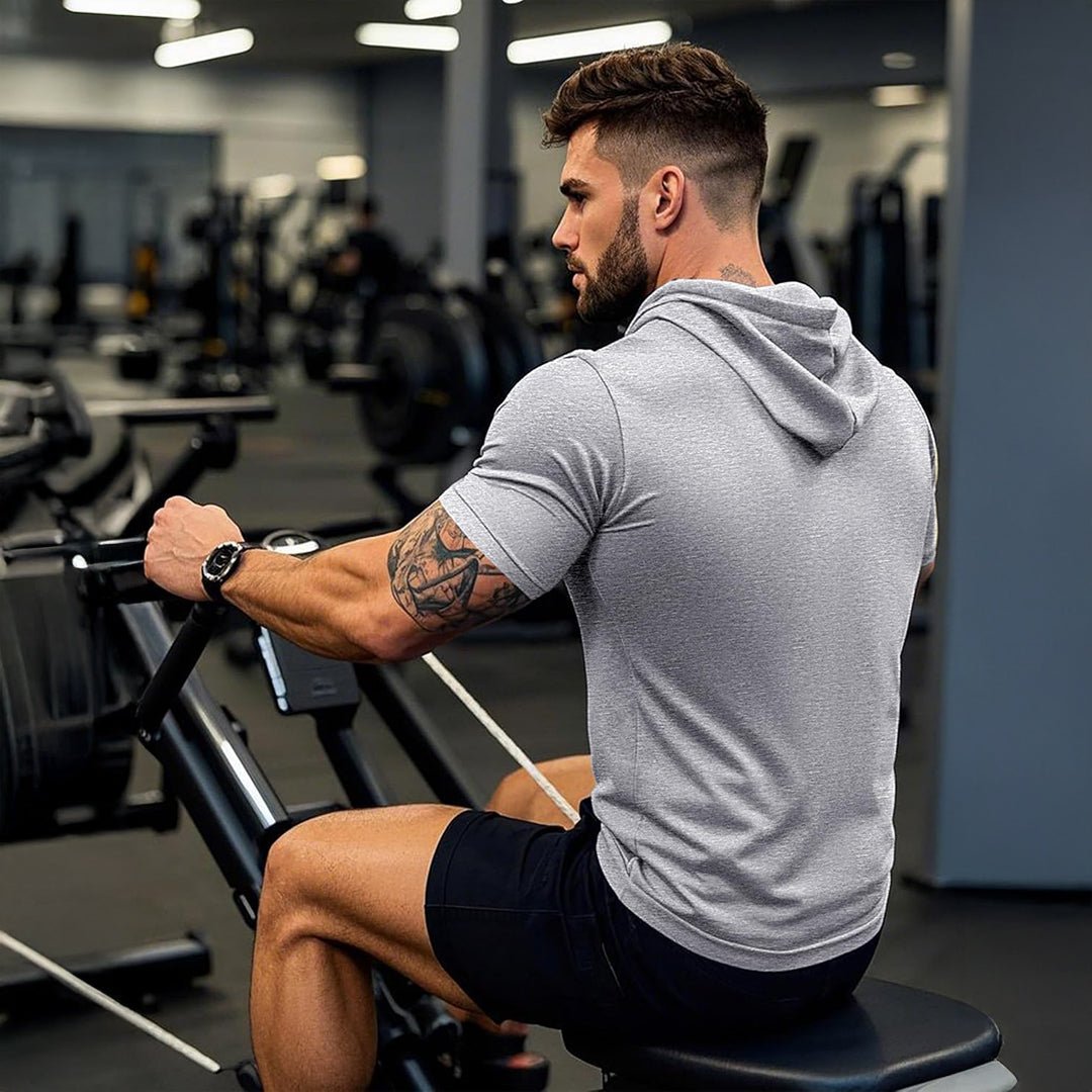 Mens Fashion Athletic Hoodies T-shirt Sport Sweatshirt Solid Color - MAGCOMSEN