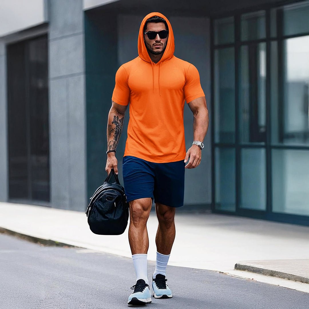 Mens Fashion Athletic Hoodies T-shirt Sport Sweatshirt Solid Color - MAGCOMSEN