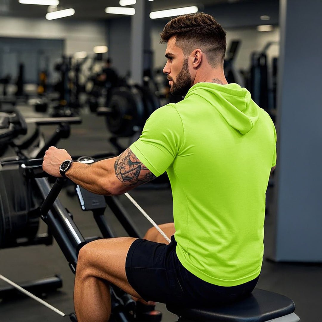 Mens Fashion Athletic Hoodies T-shirt Sport Sweatshirt Solid Color - MAGCOMSEN