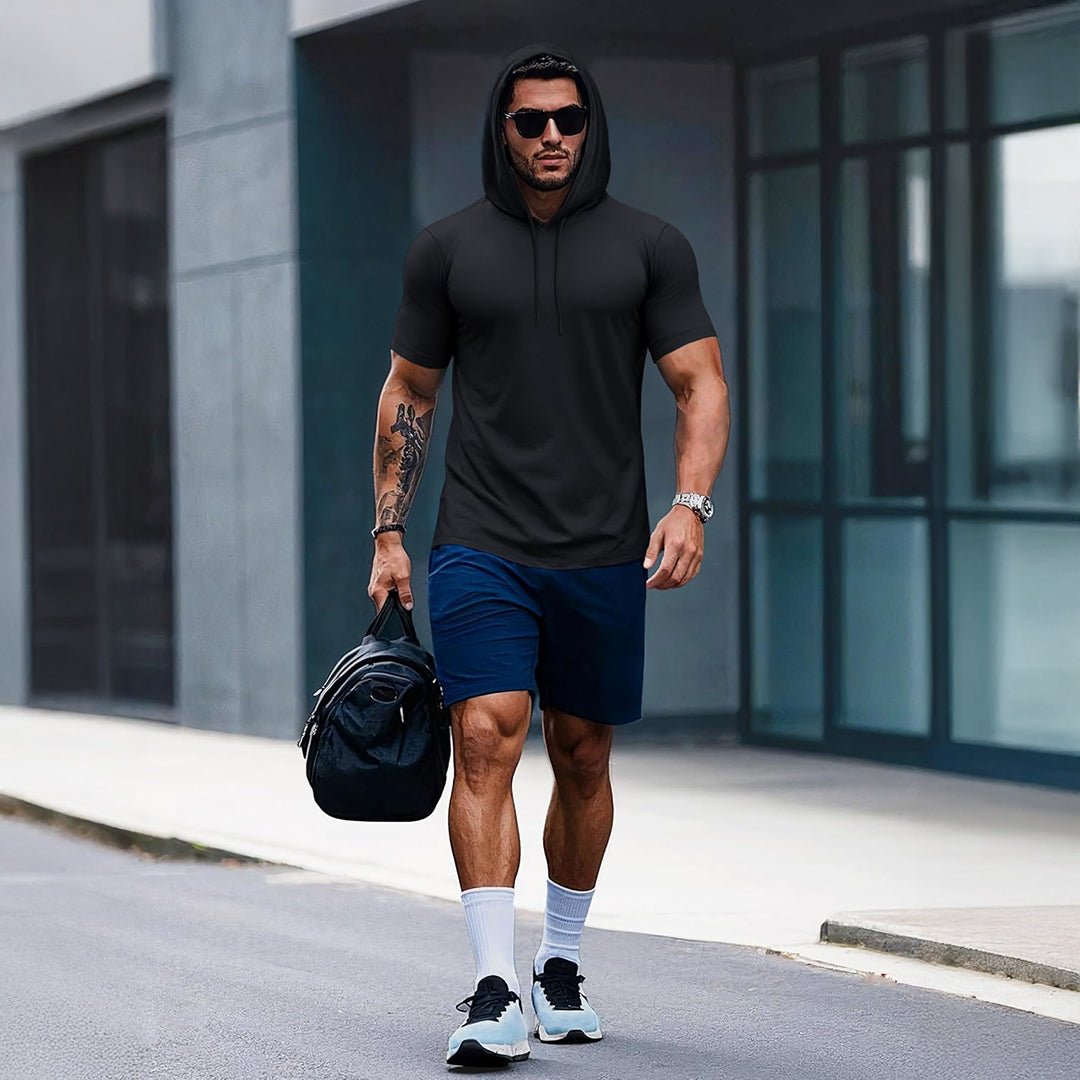 Mens Fashion Athletic Hoodies T-shirt Sport Sweatshirt Solid Color - MAGCOMSEN