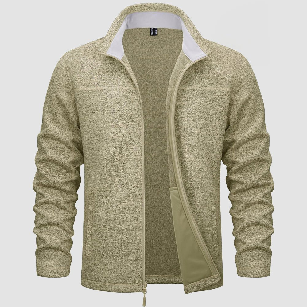 Light Yellow Men's Fleece Jacket Full Zip Lightweight Warm Winter Sweatshirt - MAGCOMSEN