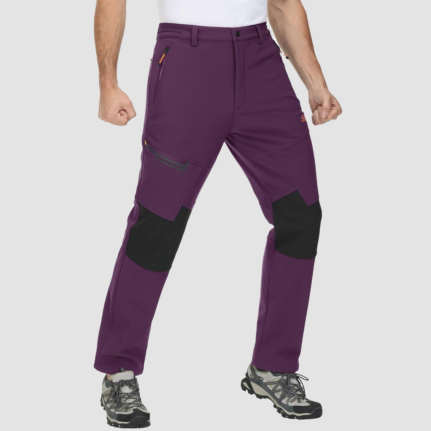 Purple Men's Fleece - Lined Ski Pants - Water - Resistant, 4 Zip Pockets - MAGCOMSEN