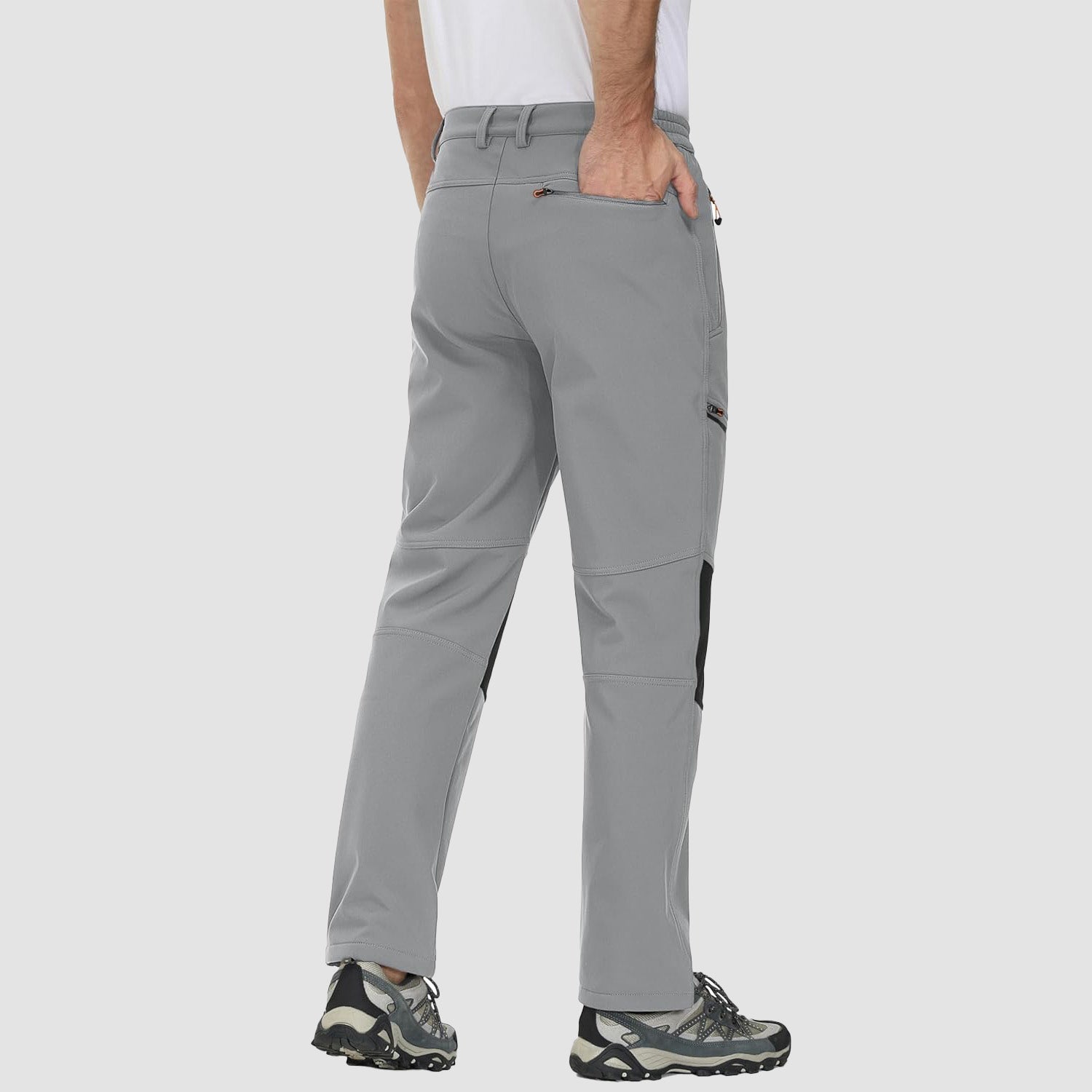 Light Grey Men's Fleece - Lined Ski Pants - Water - Resistant, 4 Zip Pockets - MAGCOMSEN