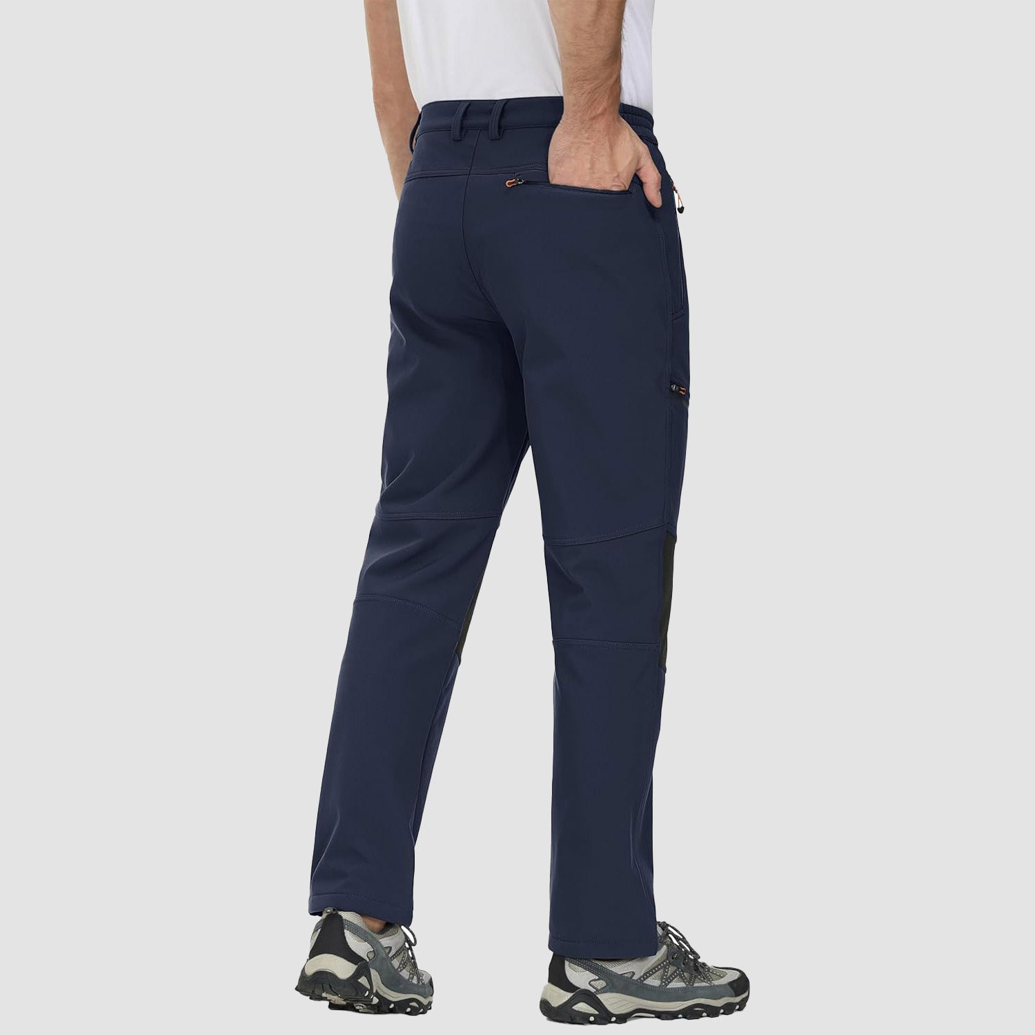 Navy Men's Fleece - Lined Ski Pants - Water - Resistant, 4 Zip Pockets - MAGCOMSEN