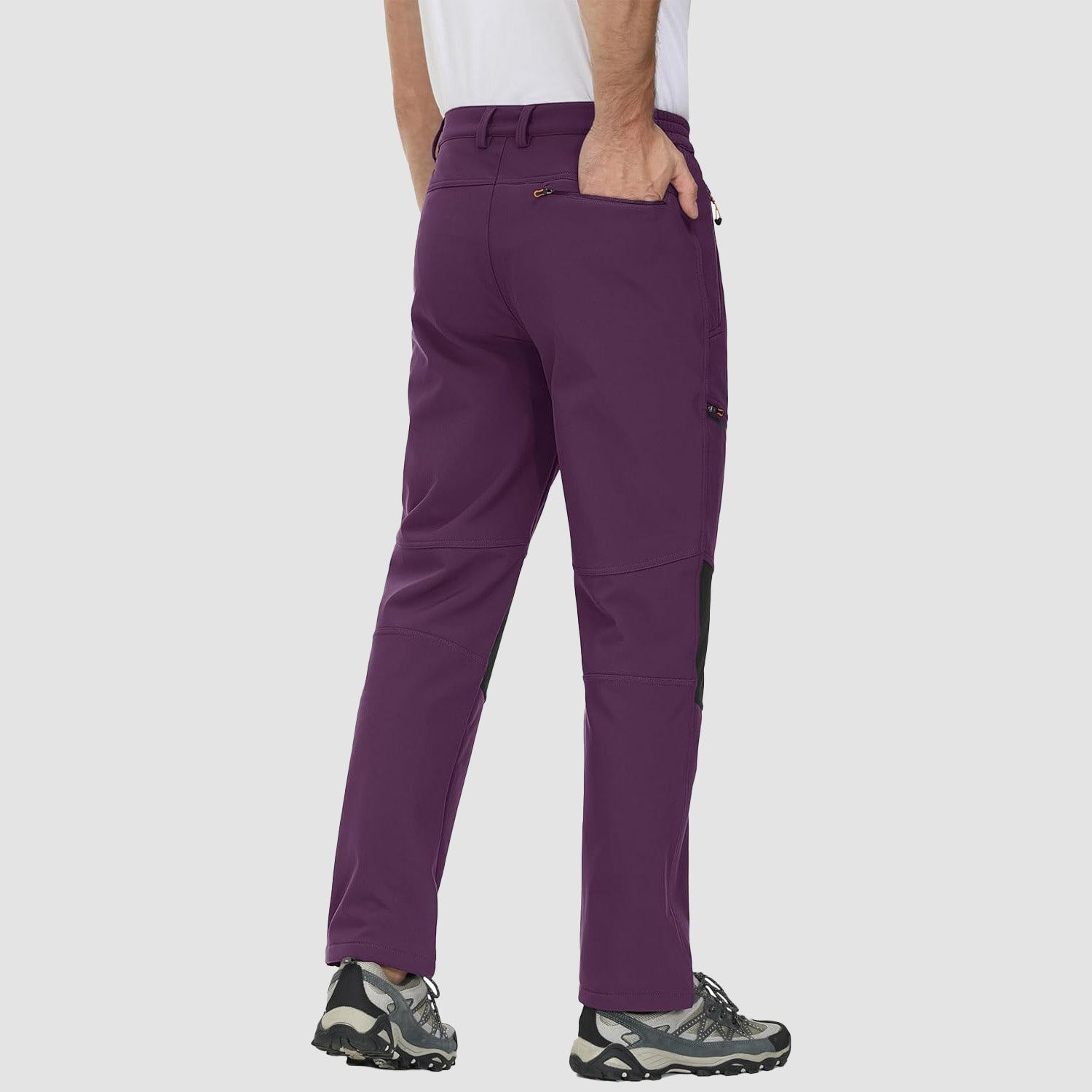 Purple Men's Fleece - Lined Ski Pants - Water - Resistant, 4 Zip Pockets - MAGCOMSEN