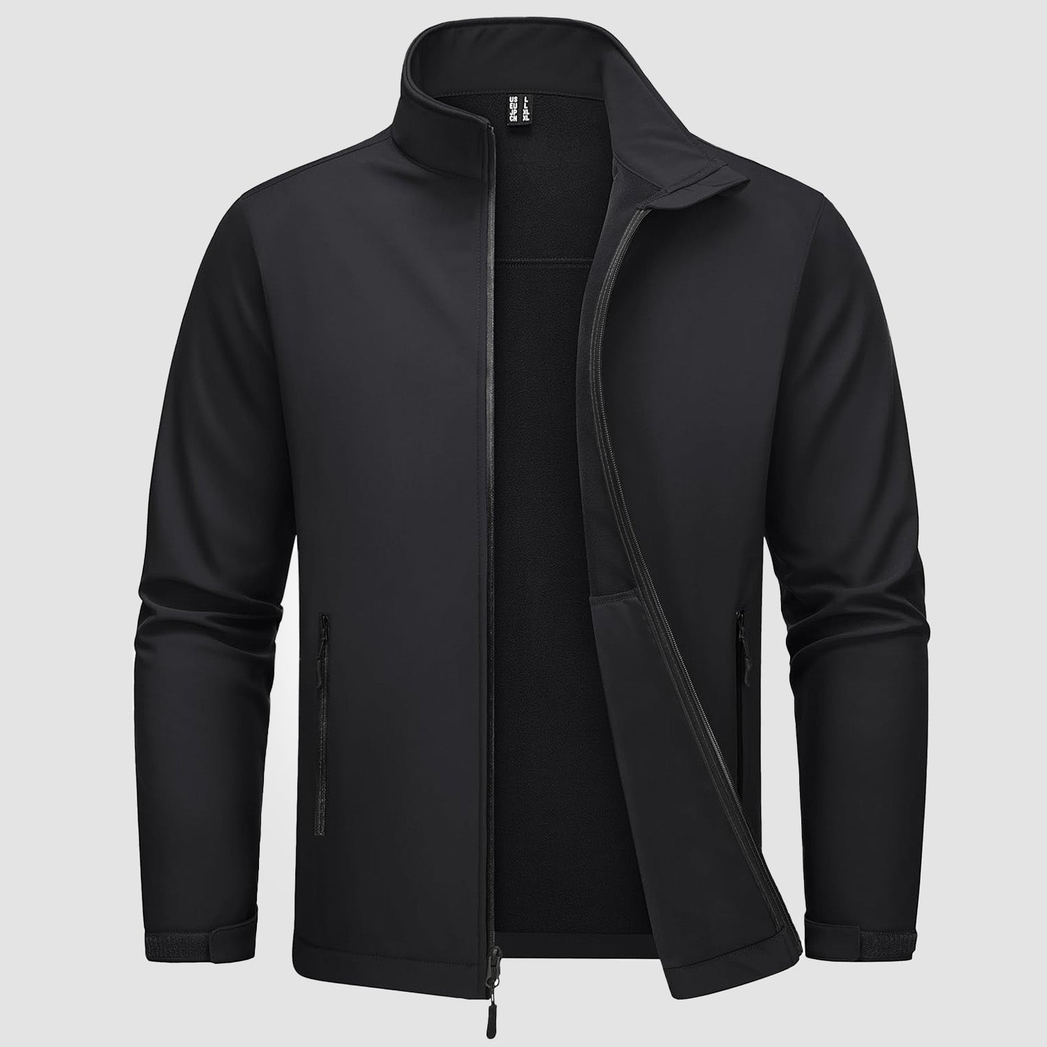 Black Men's Fleece-Lined Softshell Jacket, Waterproof & Windproof - MAGCOMSEN