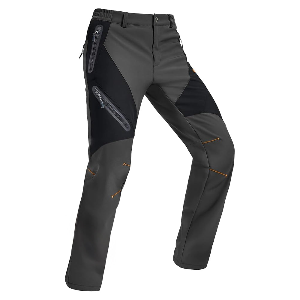 Black Men's Fleece - Lined Waterproof Snow Pants with Zip Pockets - MAGCOMSEN