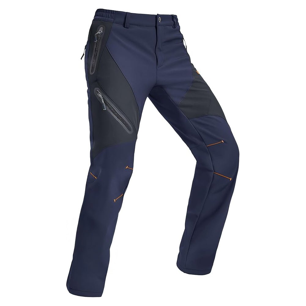 Light Grey Men's Fleece - Lined Waterproof Snow Pants with Zip Pockets - MAGCOMSEN