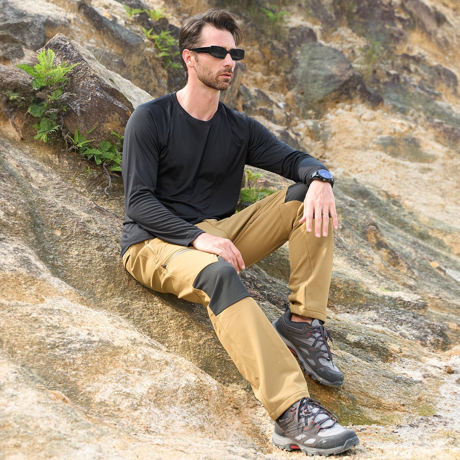 Men's Fleece-Lined Ski Pants - Water-Resistant, 4 Zip Pockets - MAGCOMSEN