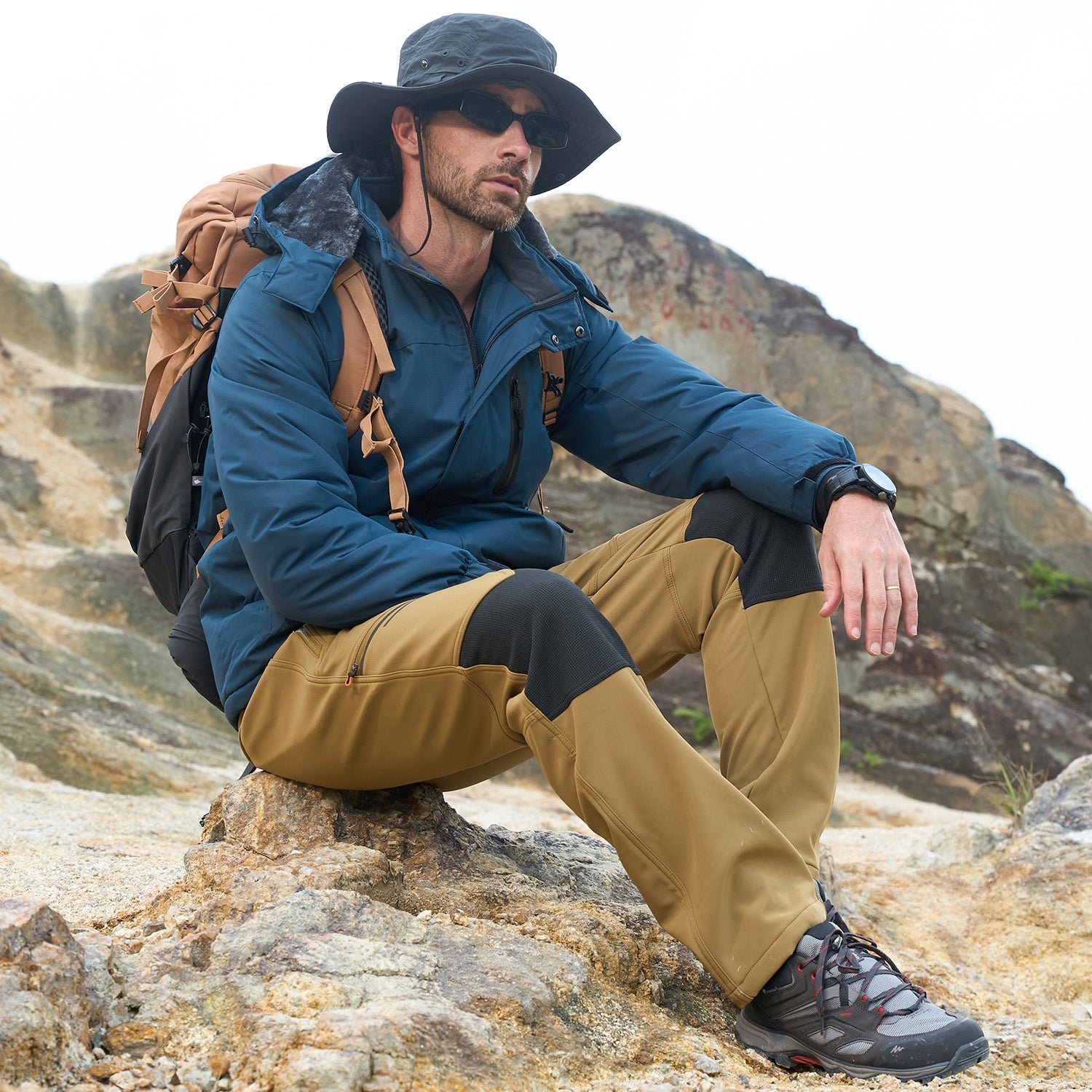 Men's Fleece-Lined Ski Pants - Water-Resistant, 4 Zip Pockets - MAGCOMSEN