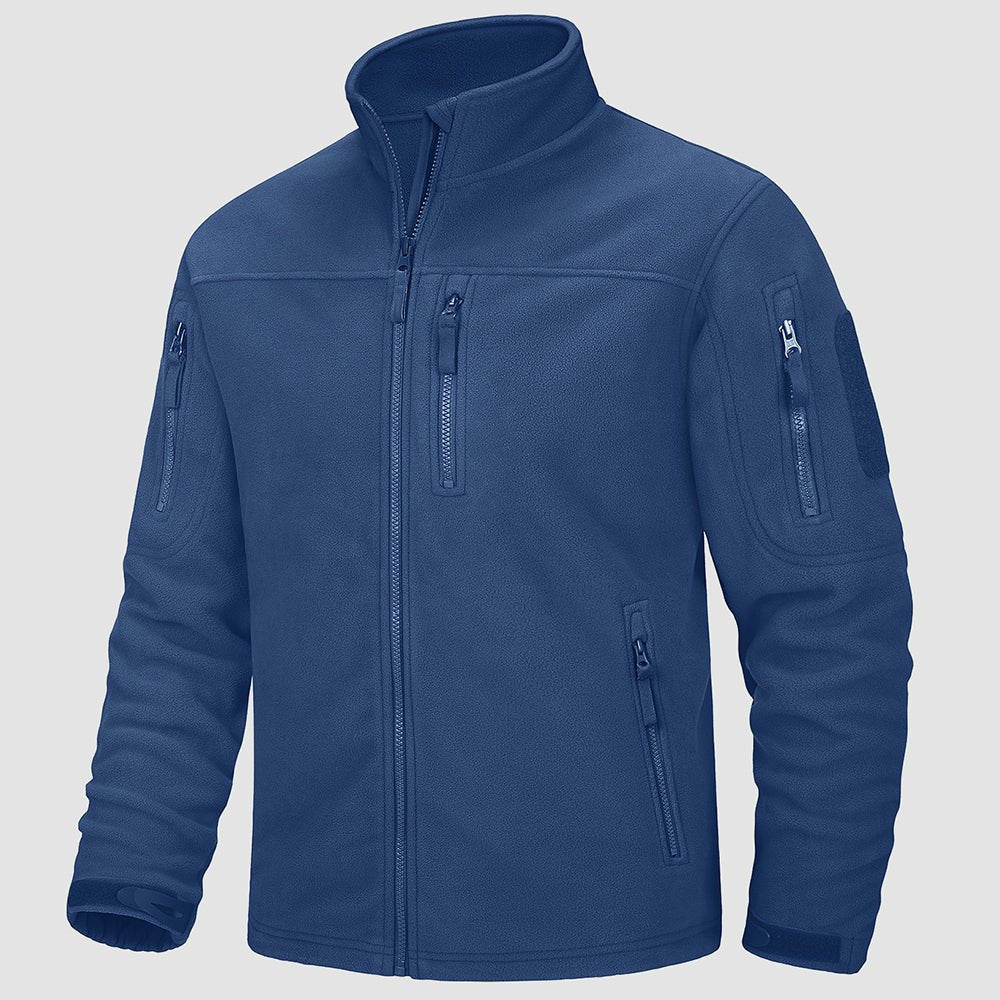 Royal Blue Men's Fleece Tactical Jacket Stand Collar Military Field Jackets - MAGCOMSEN