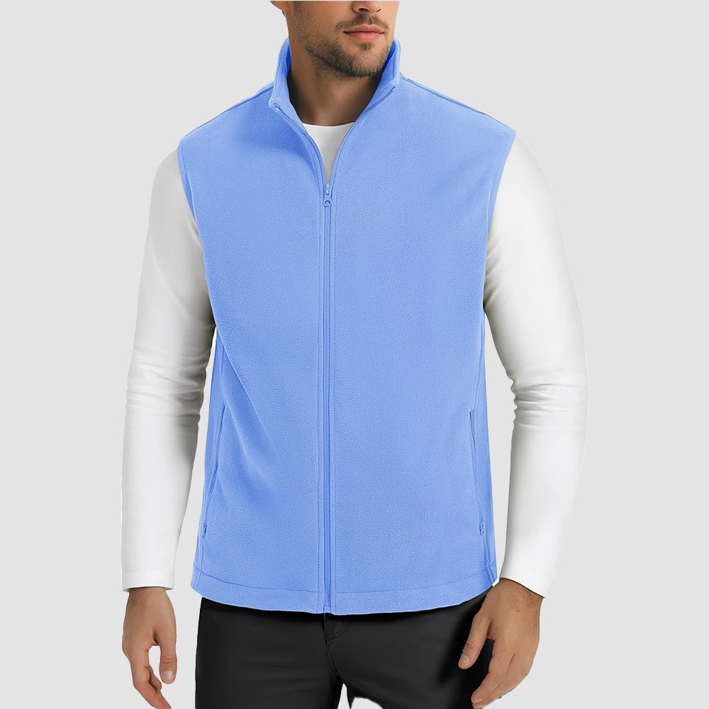 Light Blue Men's Fleece Vest Lightweight Warm Winter Outerwear - MAGCOMSEN