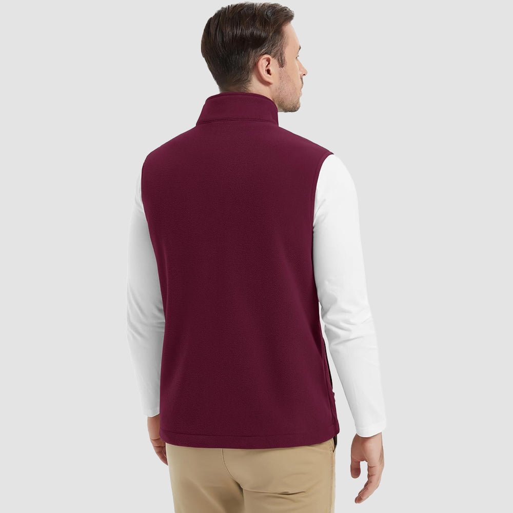 Wine Red Men's Fleece Vest Lightweight Warm Winter Outerwear - MAGCOMSEN