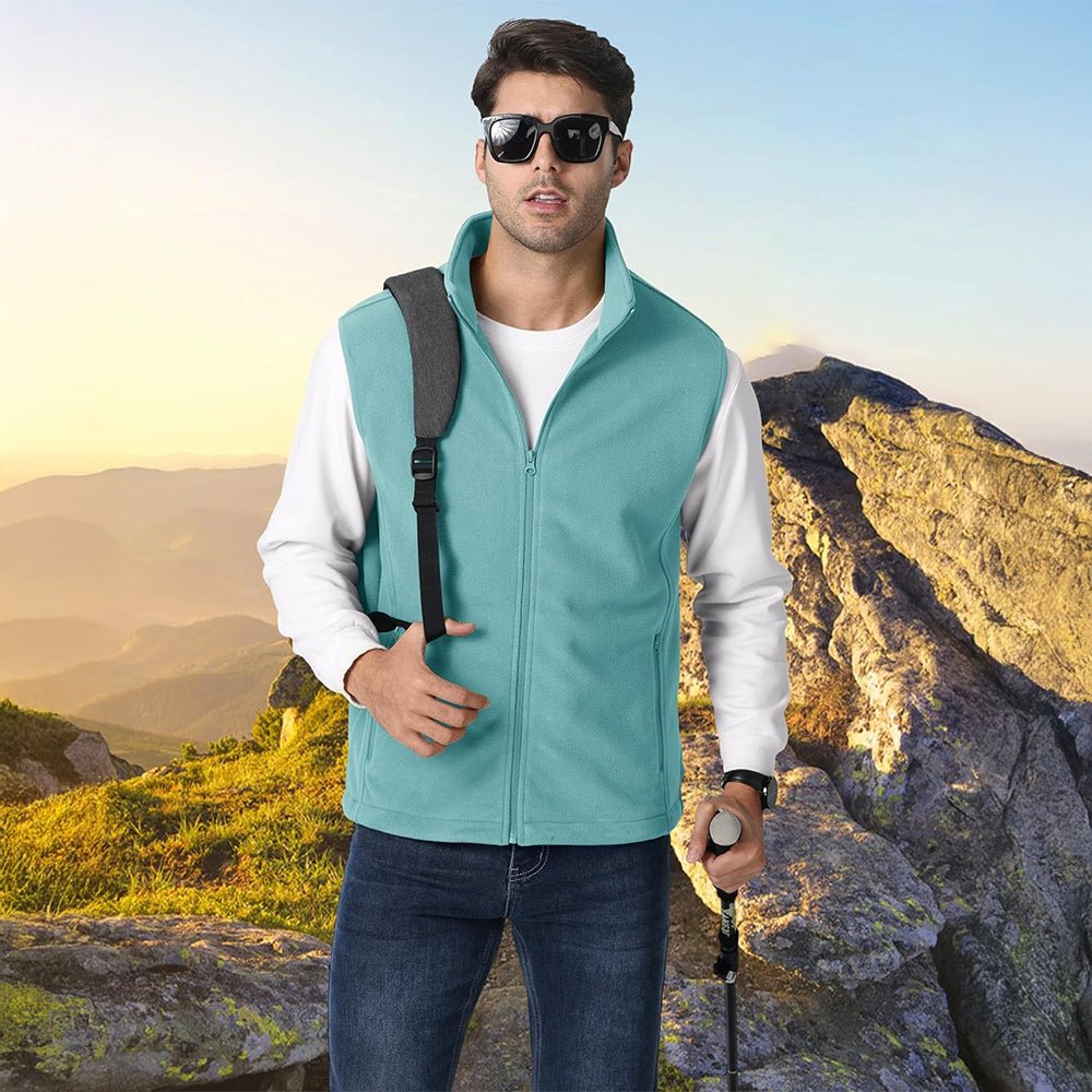 Grey Green Men's Fleece Vest Lightweight Warm Winter Outerwear - MAGCOMSEN