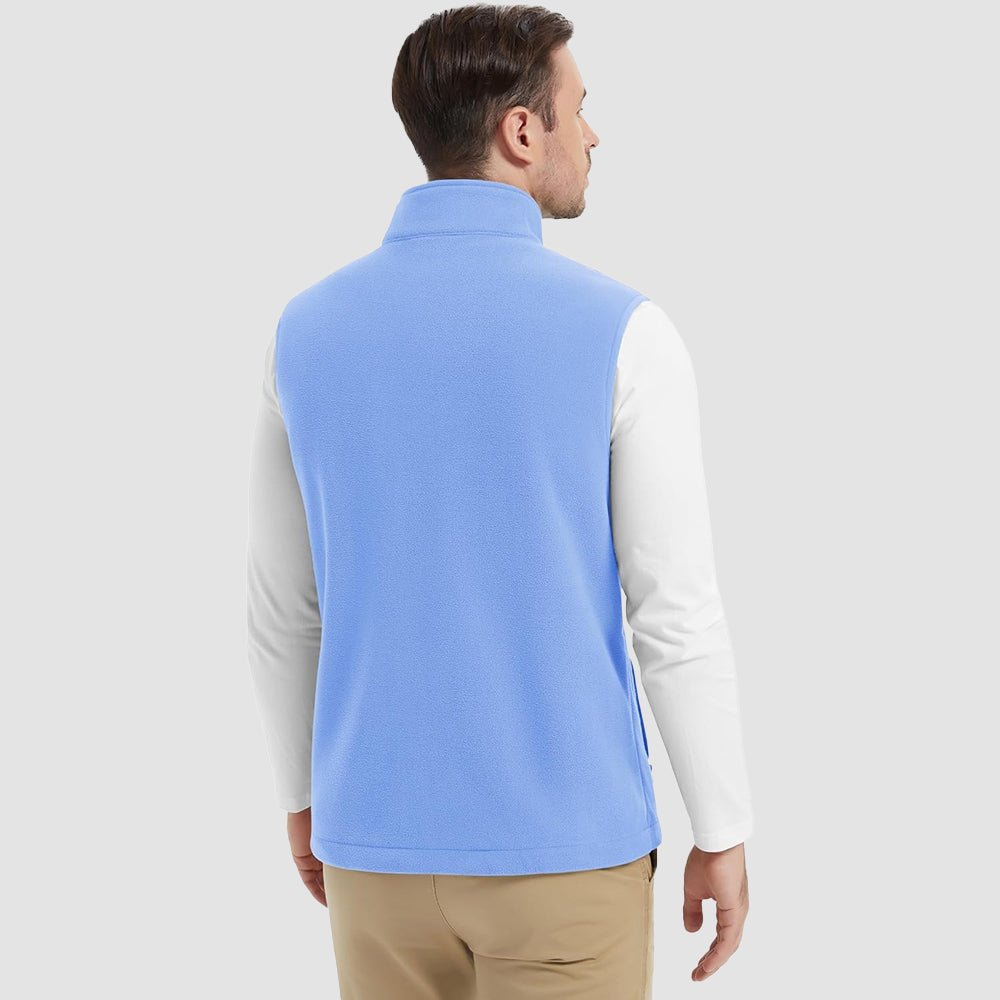 Light Blue Men's Fleece Vest Lightweight Warm Winter Outerwear - MAGCOMSEN