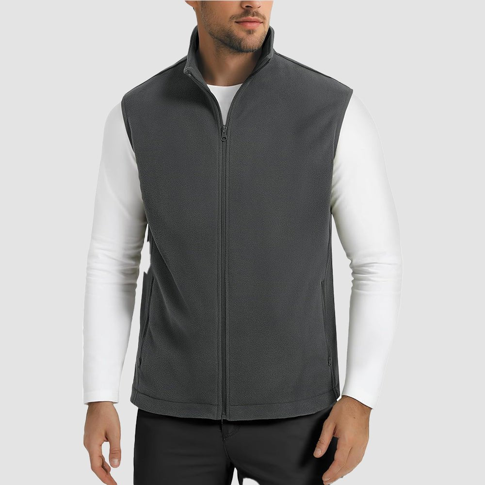 Dark Grey Men's Fleece Vest Lightweight Warm Winter Outerwear - MAGCOMSEN