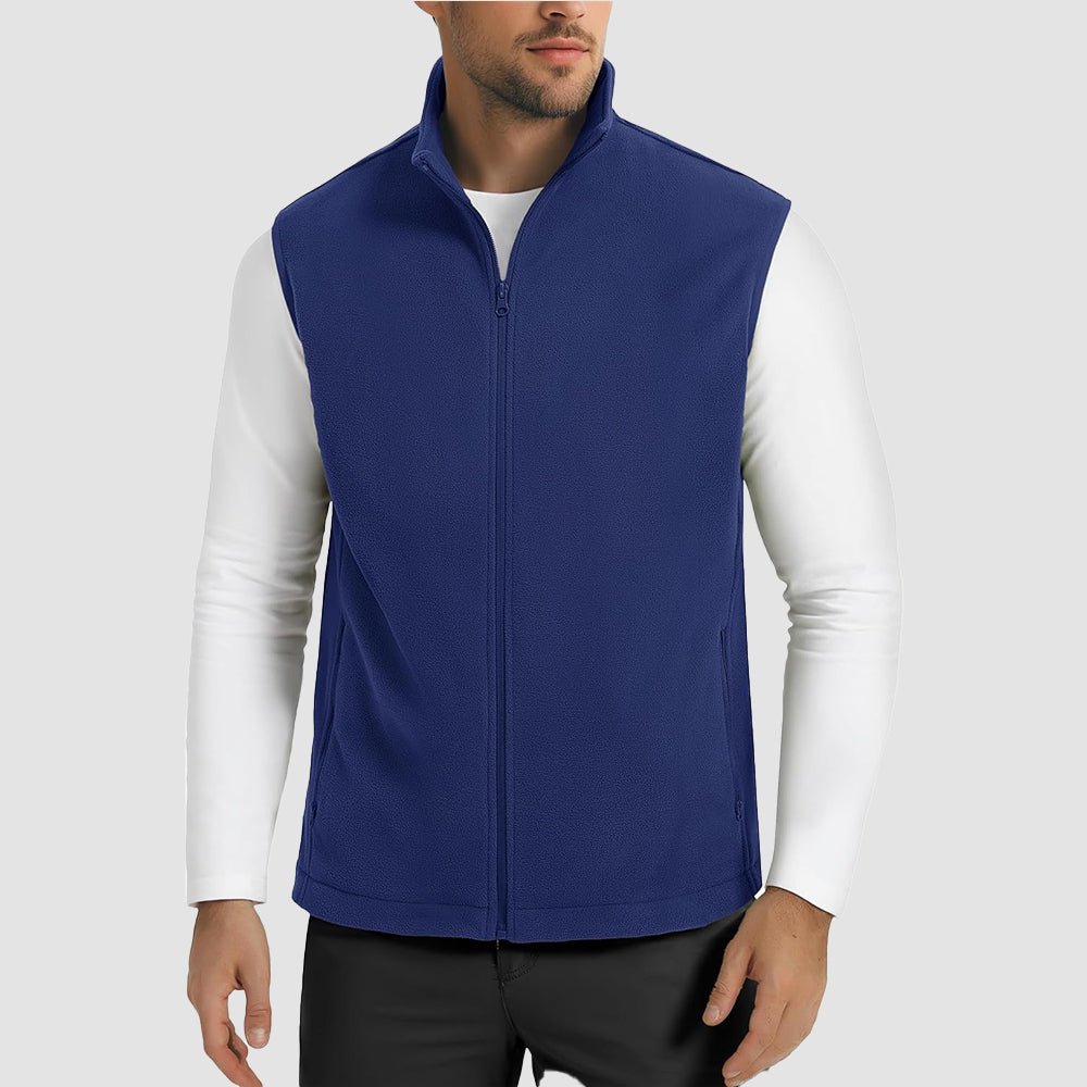 Bright Blue Men's Fleece Vest Lightweight Warm Winter Outerwear - MAGCOMSEN