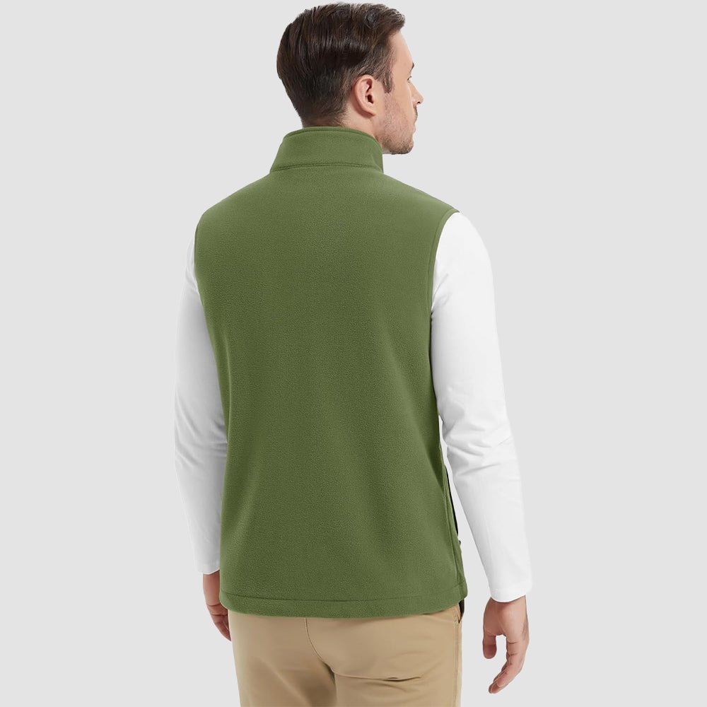 Army Green Men's Fleece Vest Lightweight Warm Winter Outerwear - MAGCOMSEN