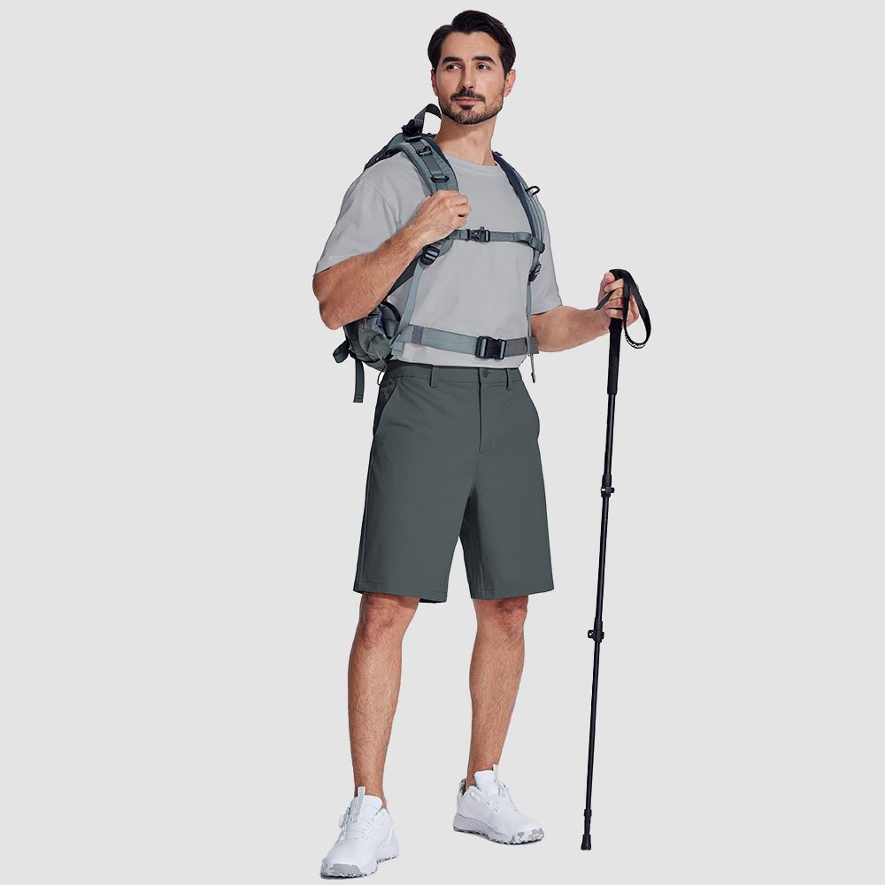 Light Blue Men's Golf Shorts 9 Inch Inseam Quick Dry Casual Shorts Stretch Hiking Dress Work Shorts with 4 Pockets Flat Front - MAGCOMSEN