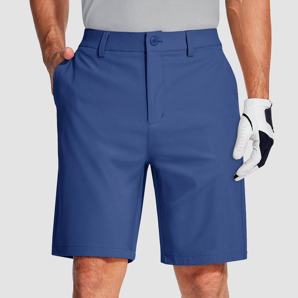 Light Blue Men's Golf Shorts 9 Inch Inseam Quick Dry Casual Shorts Stretch Hiking Dress Work Shorts with 4 Pockets Flat Front - MAGCOMSEN