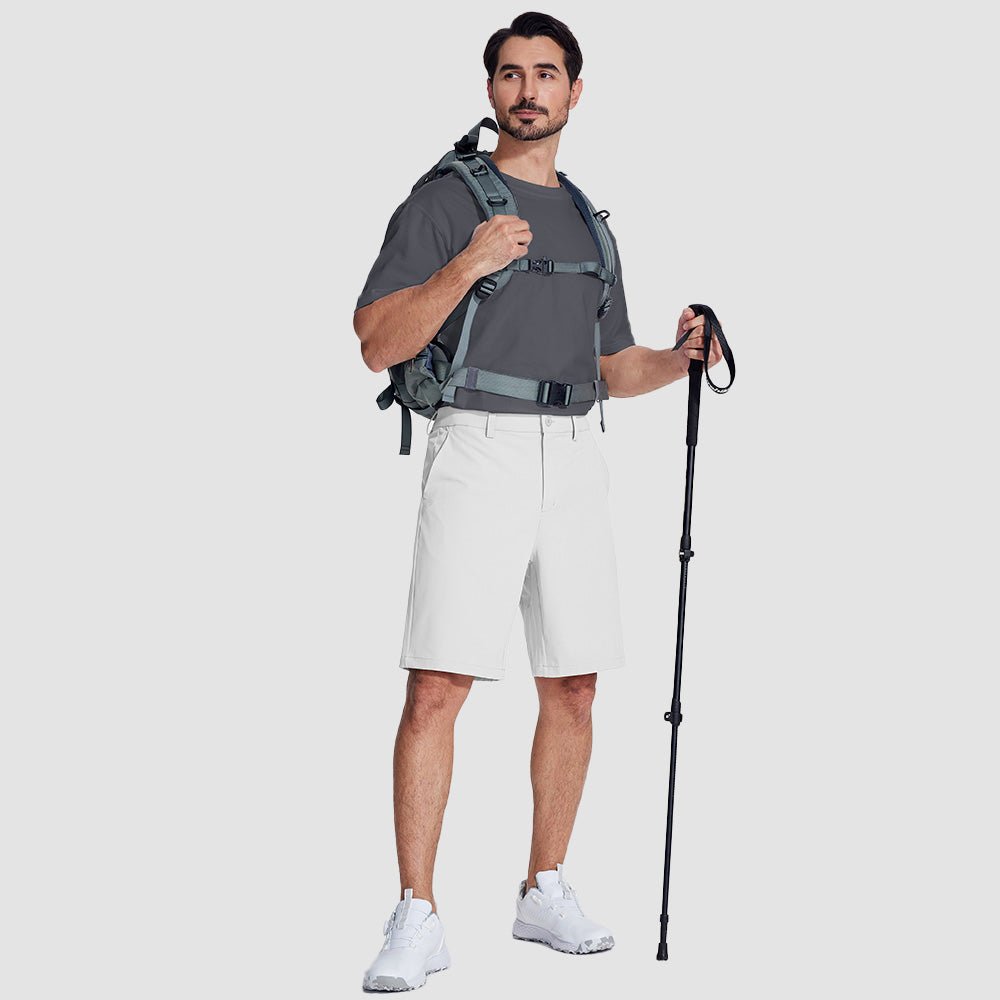 Light Blue Men's Golf Shorts 9 Inch Inseam Quick Dry Casual Shorts Stretch Hiking Dress Work Shorts with 4 Pockets Flat Front - MAGCOMSEN