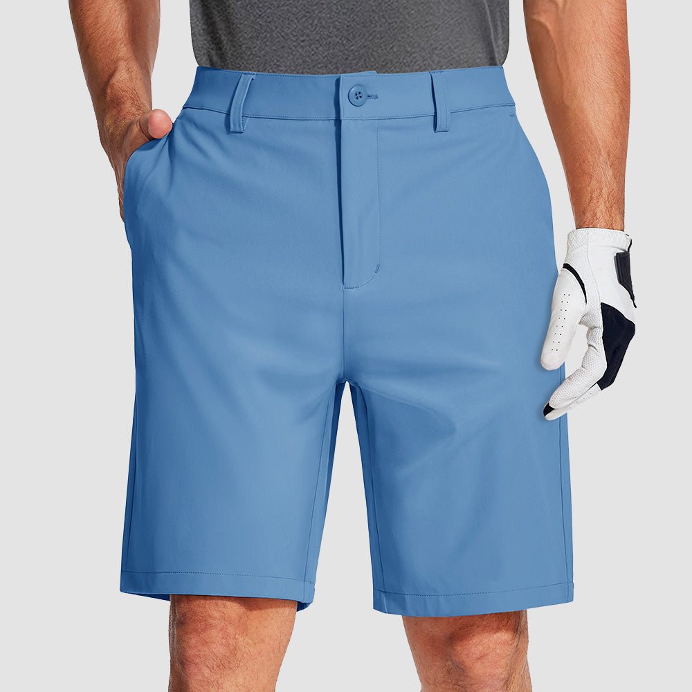 Light Blue Men's Golf Shorts 9 Inch Inseam Quick Dry Casual Shorts Stretch Hiking Dress Work Shorts with 4 Pockets Flat Front - MAGCOMSEN