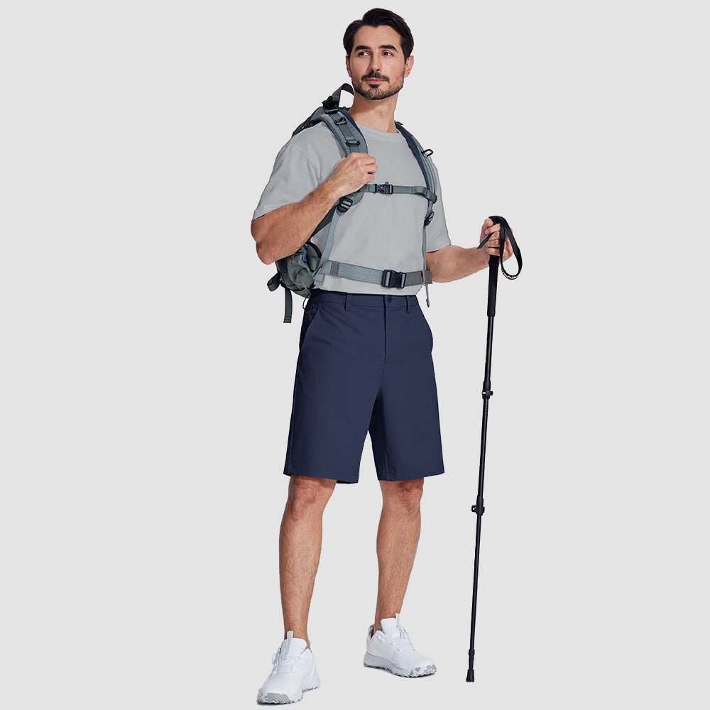 Light Blue Men's Golf Shorts 9 Inch Inseam Quick Dry Casual Shorts Stretch Hiking Dress Work Shorts with 4 Pockets Flat Front - MAGCOMSEN