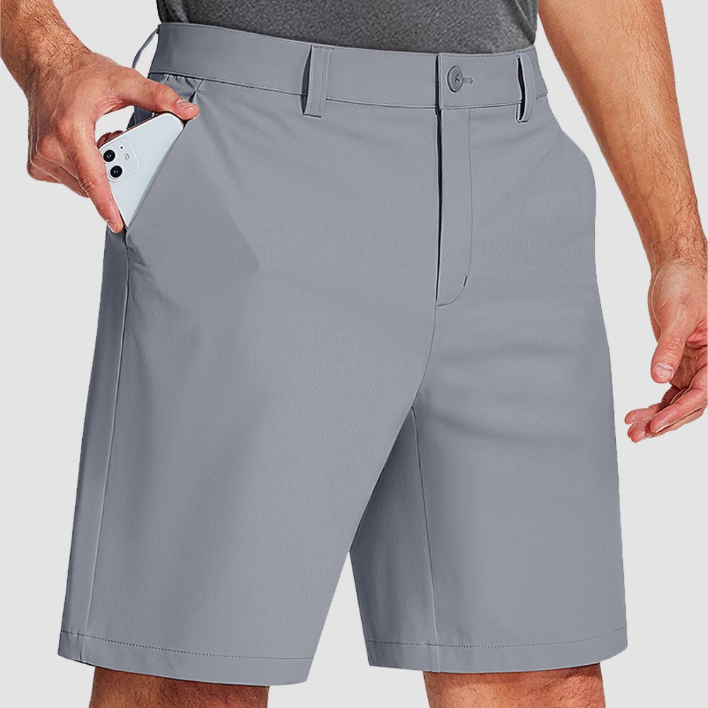 Light Blue Men's Golf Shorts 9 Inch Inseam Quick Dry Casual Shorts Stretch Hiking Dress Work Shorts with 4 Pockets Flat Front - MAGCOMSEN