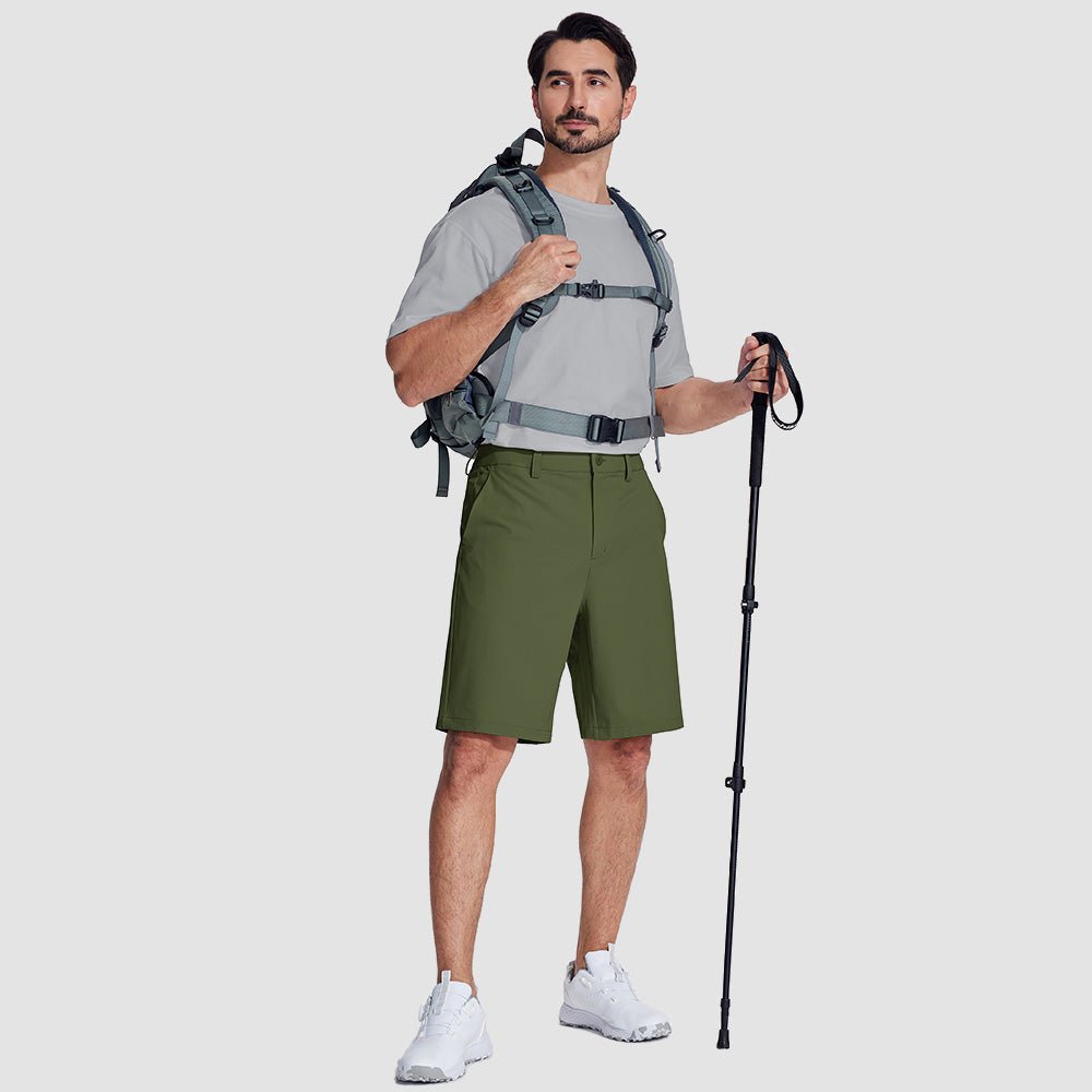 Light Blue Men's Golf Shorts 9 Inch Inseam Quick Dry Casual Shorts Stretch Hiking Dress Work Shorts with 4 Pockets Flat Front - MAGCOMSEN