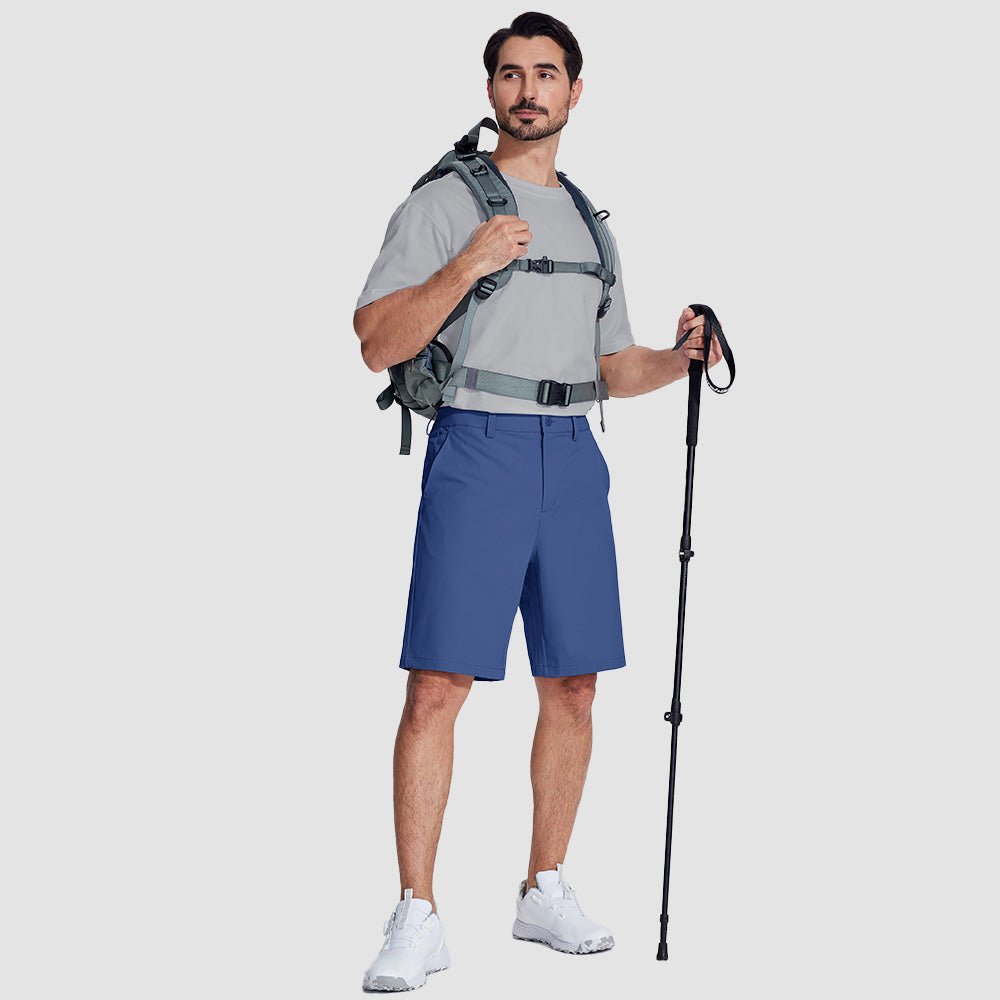 Light Blue Men's Golf Shorts 9 Inch Inseam Quick Dry Casual Shorts Stretch Hiking Dress Work Shorts with 4 Pockets Flat Front - MAGCOMSEN