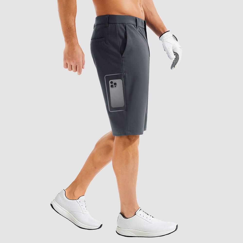 Deep Grey Men's Golf Shorts - Quick Dry Stretch Work Shorts with 6 Pockets - MAGCOMSEN