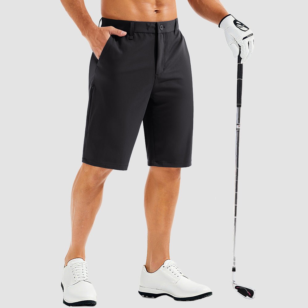 Black Men's Golf Shorts - Quick Dry Stretch Work Shorts with 6 Pockets - MAGCOMSEN