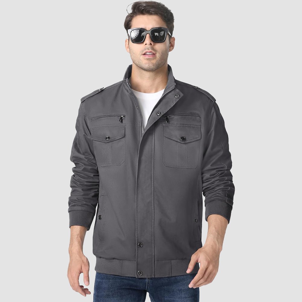 Dark Grey Men's Lightweight Tactical Cargo Jackets Combat Jacket - MAGCOMSEN