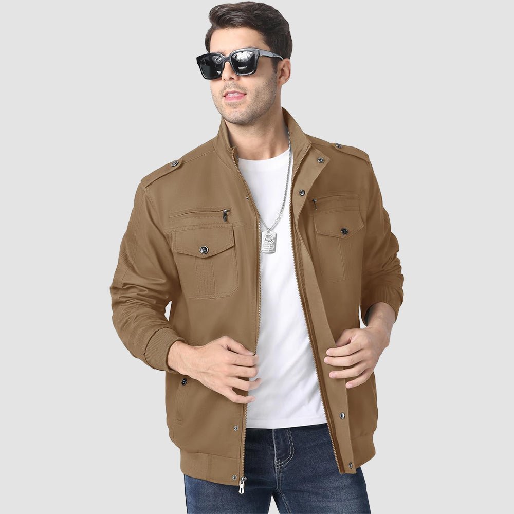 Khaki Men's Lightweight Tactical Cargo Jackets Combat Jacket - MAGCOMSEN