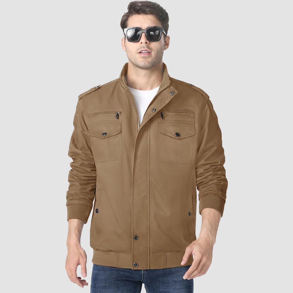 Khaki Men's Lightweight Tactical Cargo Jackets Combat Jacket - MAGCOMSEN