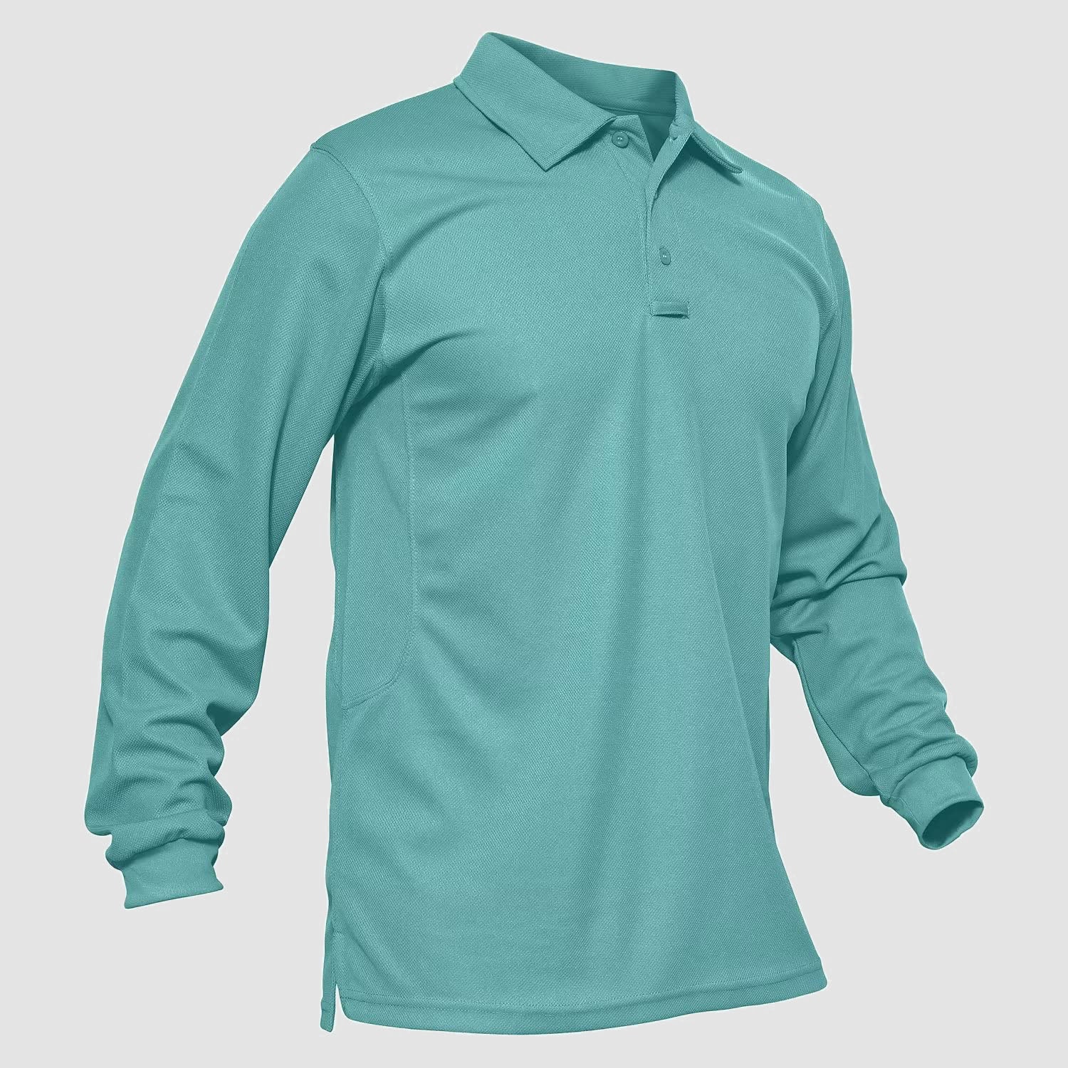 Men's Quick Dry Tactical Polo - Long Sleeve Performance Shirt Grey Green by MAGCOMSEN #Color_Grey Green