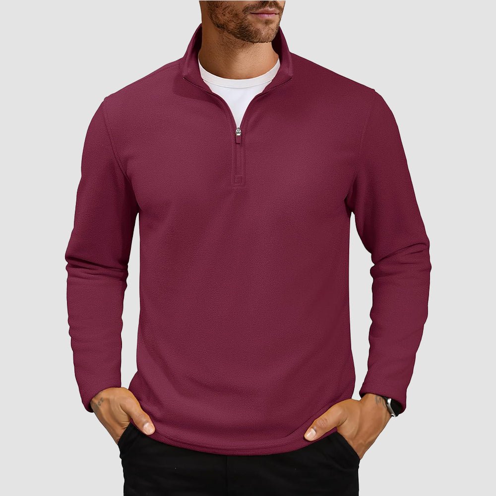 Water Blue Men's Polar Fleece Pullover Quarter Zip Winter Sweatshirt - MAGCOMSEN