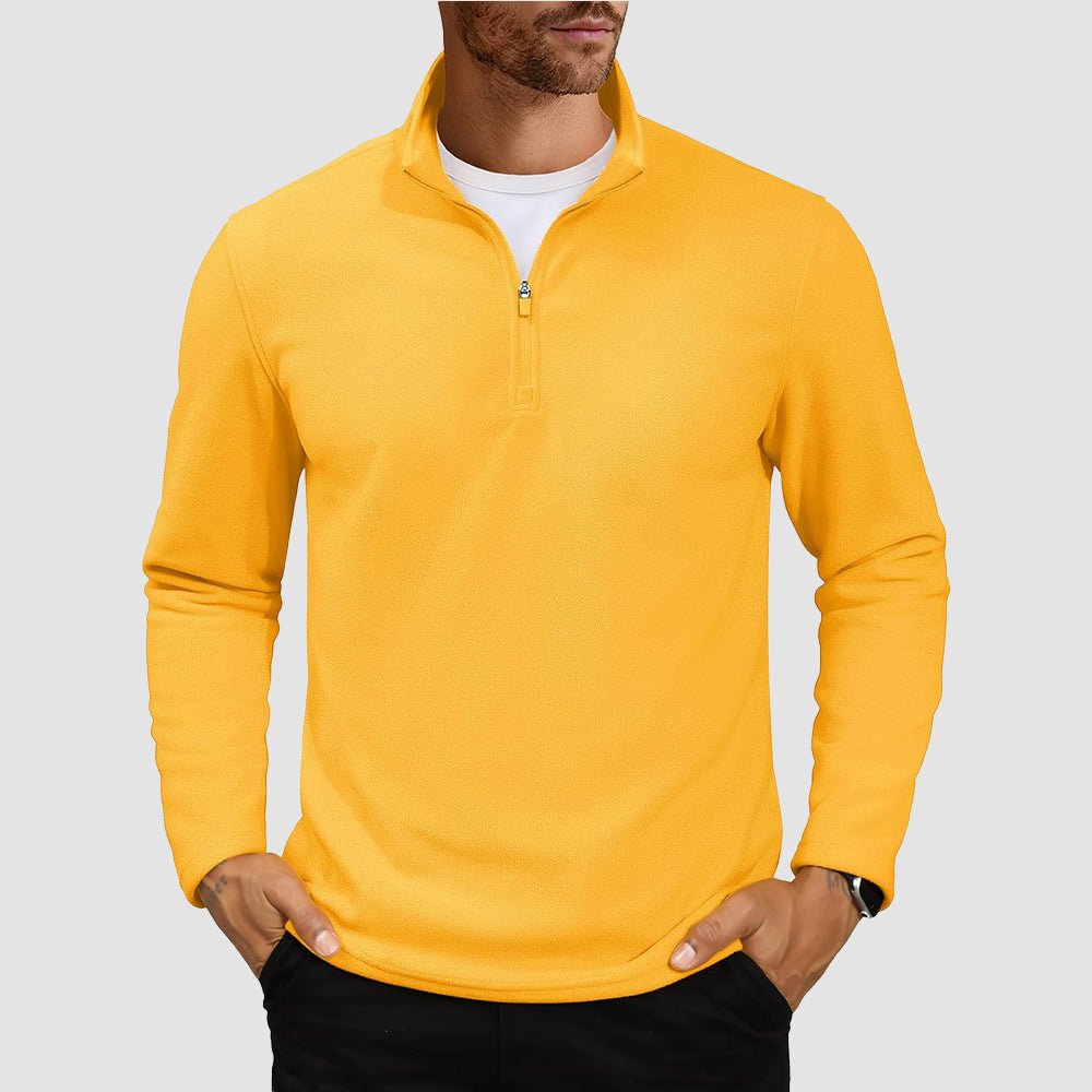 Ginger Men's Polar Fleece Pullover Quarter Zip Winter Sweatshirt - MAGCOMSEN