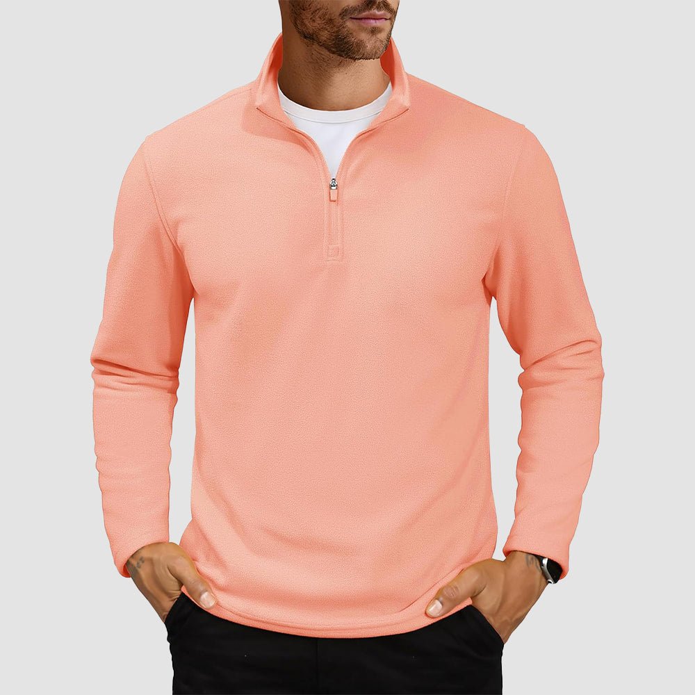 Apricot Men's Polar Fleece Pullover Quarter Zip Winter Sweatshirt - MAGCOMSEN