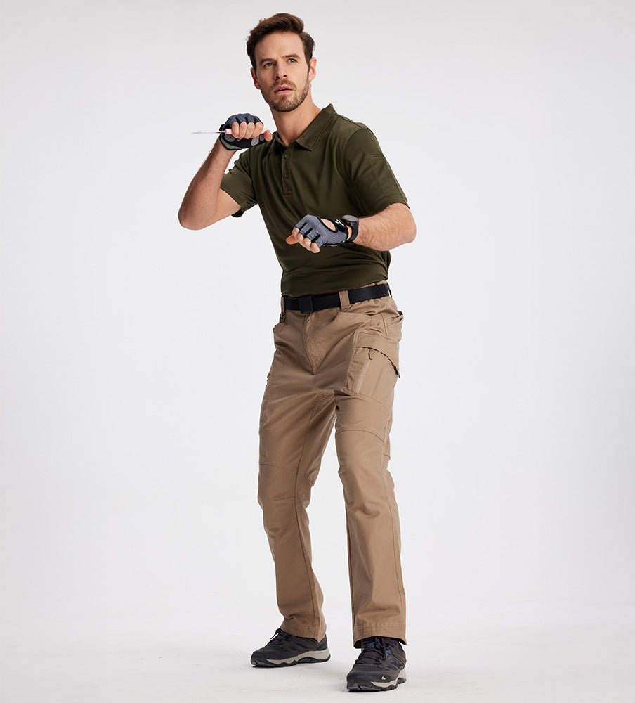 Men's Quick Dry Hiking Pants - 9 Pockets Cargo Trousers Khaki by MAGCOMSEN