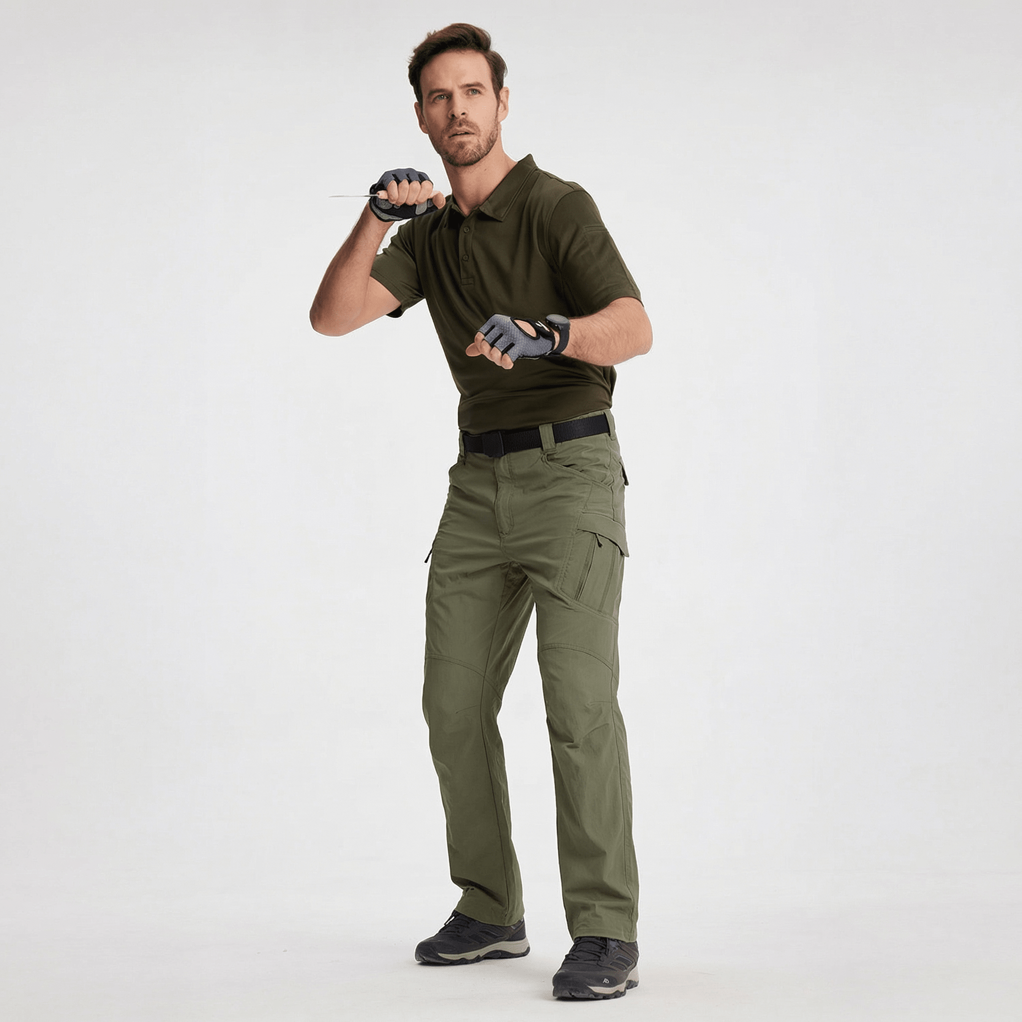 Men's Quick Dry Hiking Pants - 9 Pockets Cargo Trousers Army Green by MAGCOMSEN