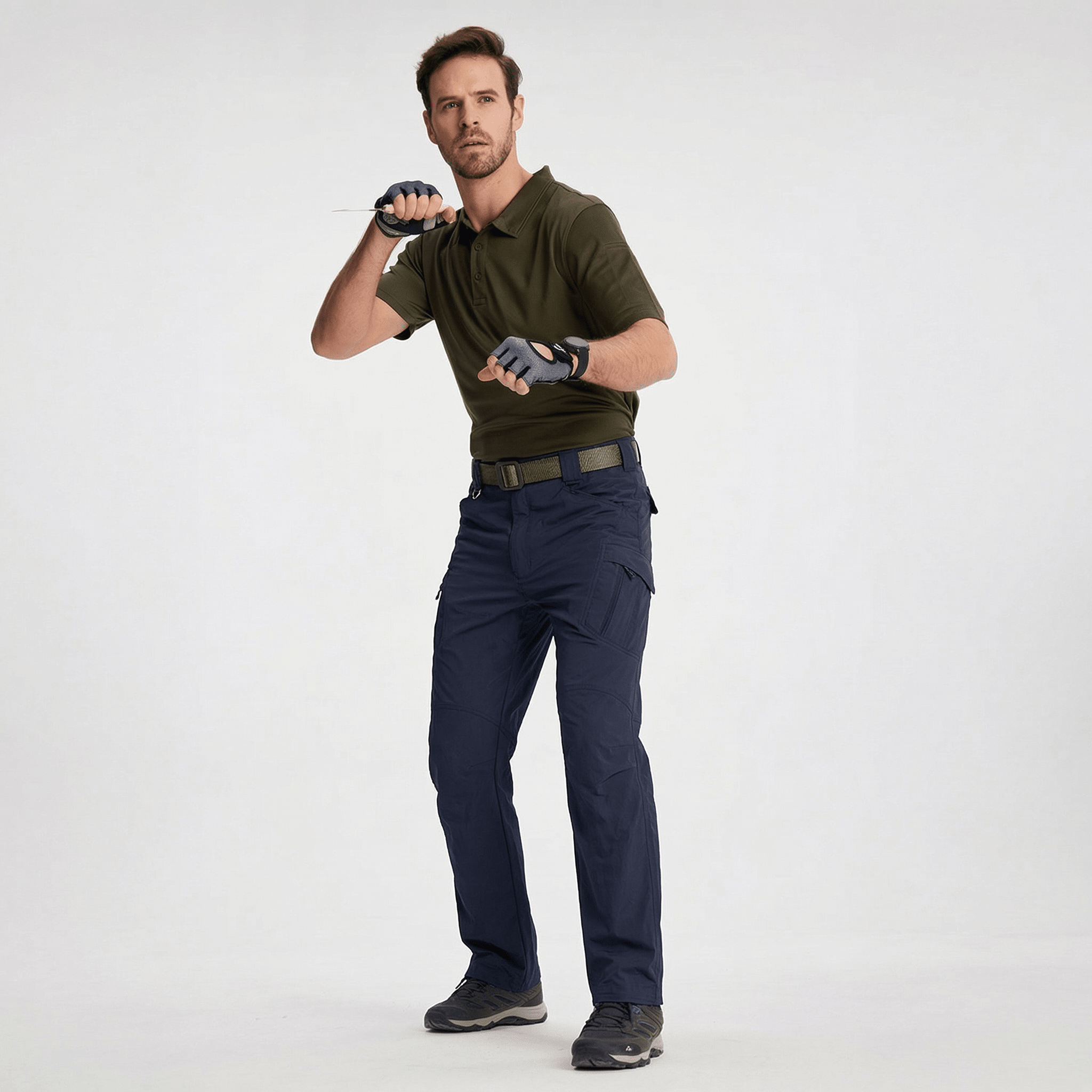 Men's Quick Dry Hiking Pants - 9 Pockets Cargo Trousers Navy by MAGCOMSEN