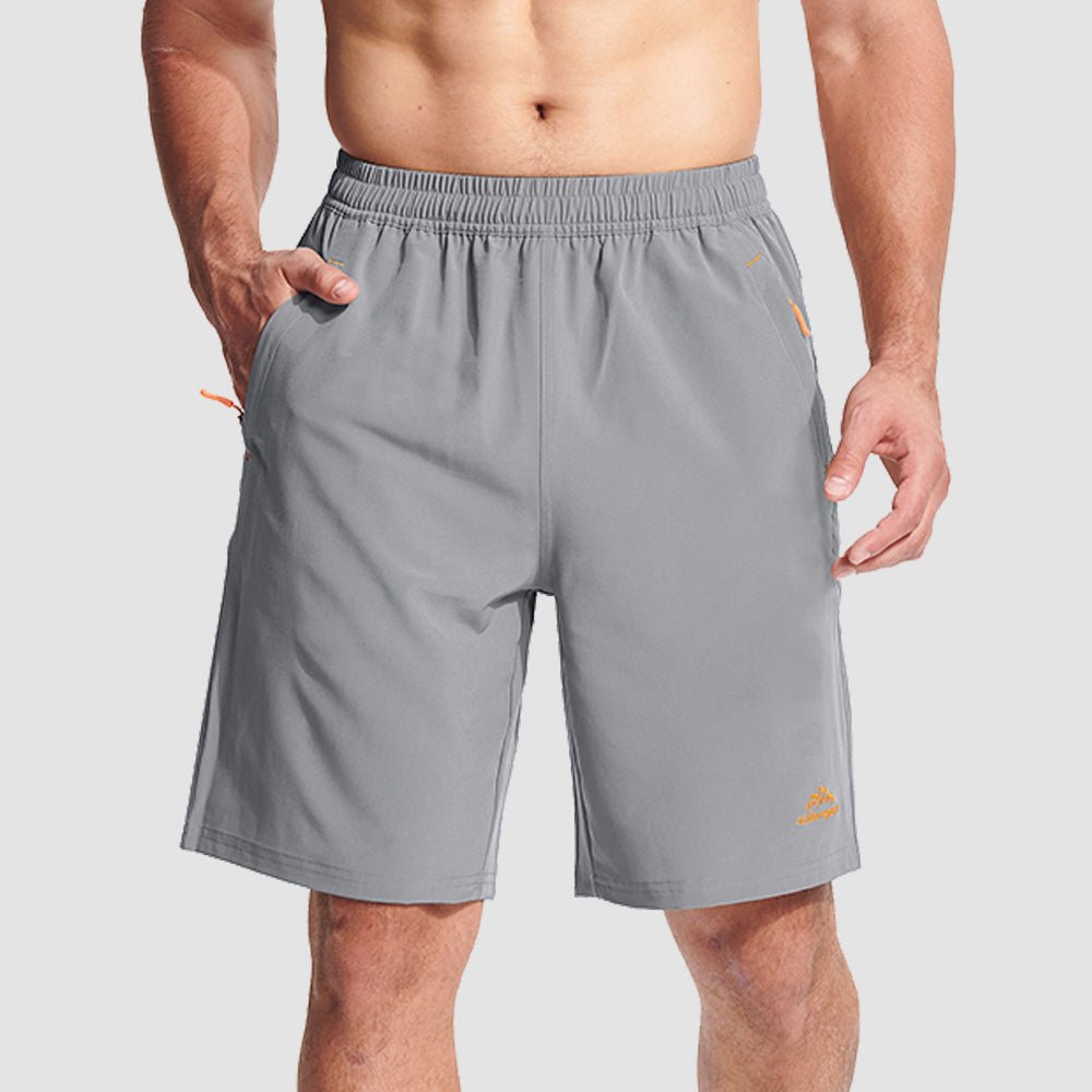 Lightweigt Grey Men's Quick Dry Hiking Shorts with Zipper Pockets - Lightweight Athletic Shorts - MAGCOMSEN