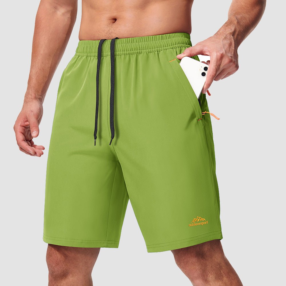 Apple Green Men's Quick Dry Hiking Shorts with Zipper Pockets - Lightweight Athletic Shorts - MAGCOMSEN