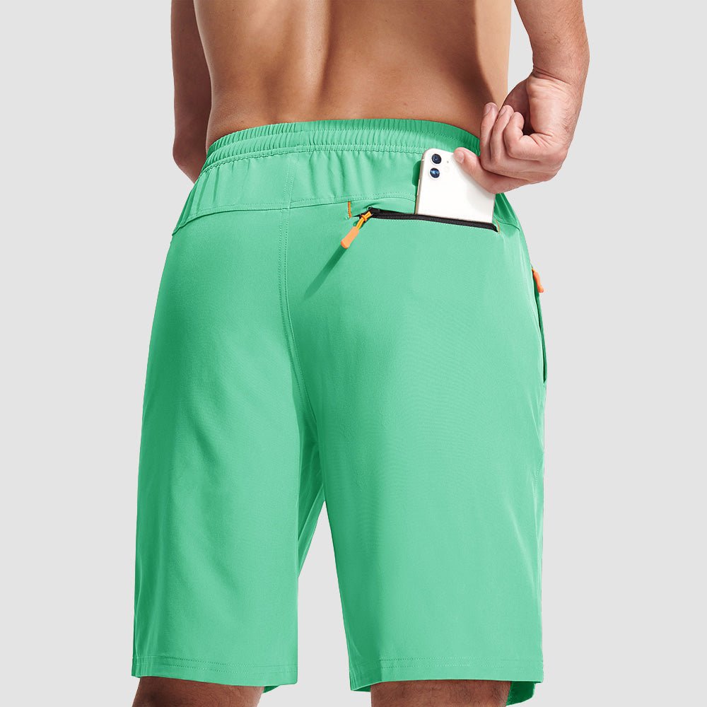 Mint Green Men's Quick Dry Hiking Shorts with Zipper Pockets - Lightweight Athletic Shorts - MAGCOMSEN
